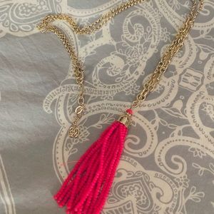 Lilly Pulitzer pink beaded tassel necklace